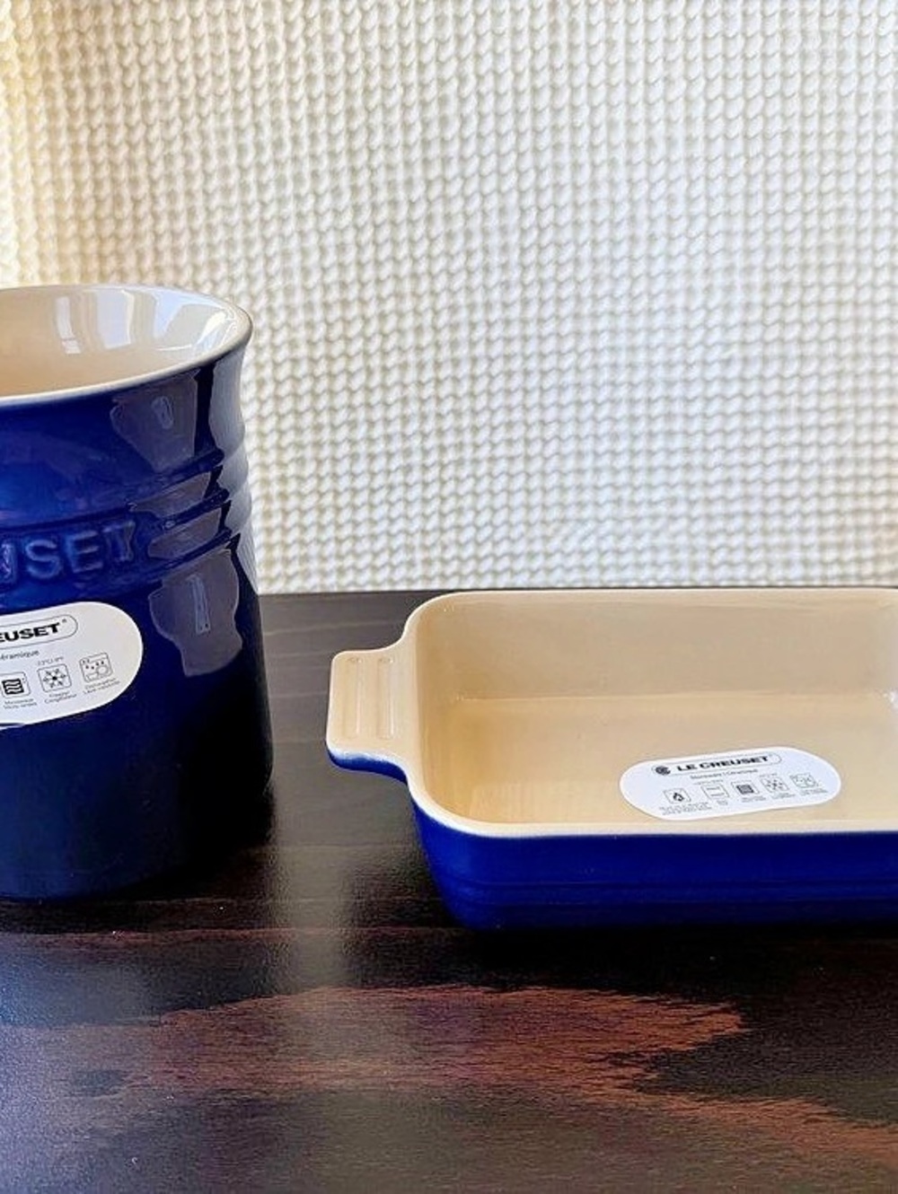NEW Le Creuset 2-Piece Stoneware Set in Retired/Discontinued "Indigo" Blue